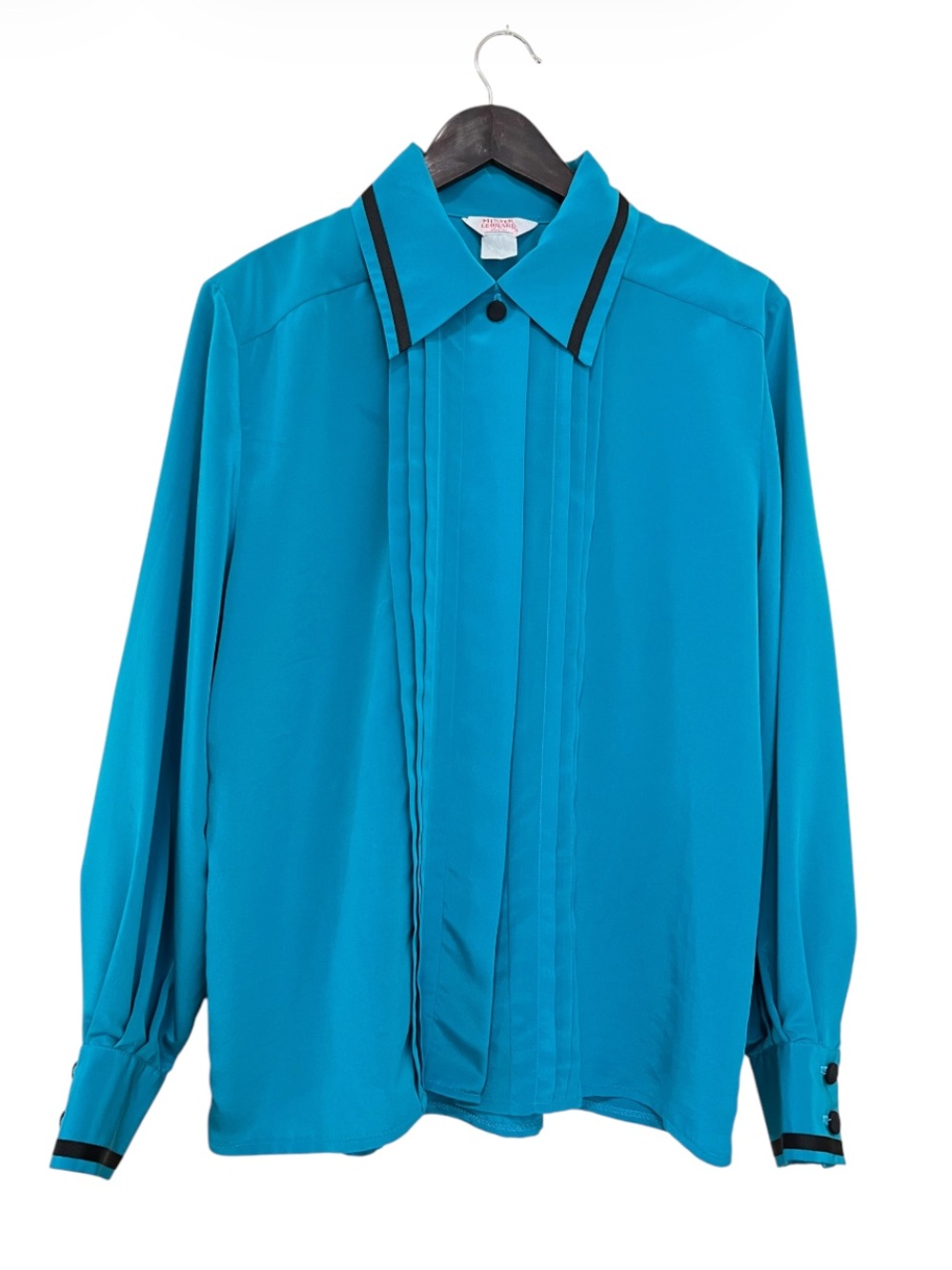 Vintage Mister Leonard Teal Button-Up Shirt with Contrast Trim